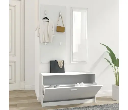 3-1 Batų Spintelės Komplektas, Baltas, Apdirbta Mediena