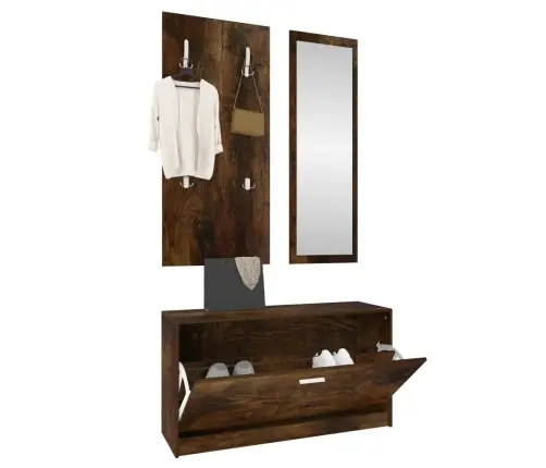 Apavu Skapīša Komplekts, Koka Krāsa, Inženierijas Koks Vidaxl