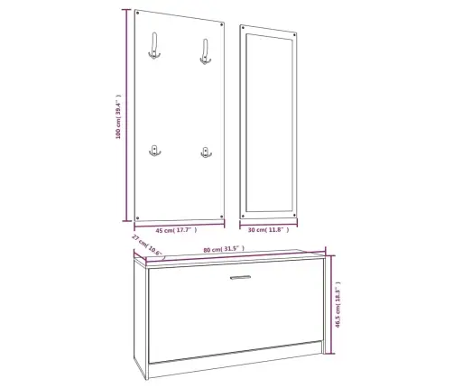 Apavu Skapīša Komplekts, Koka Krāsa, Inženierijas Koks Vidaxl