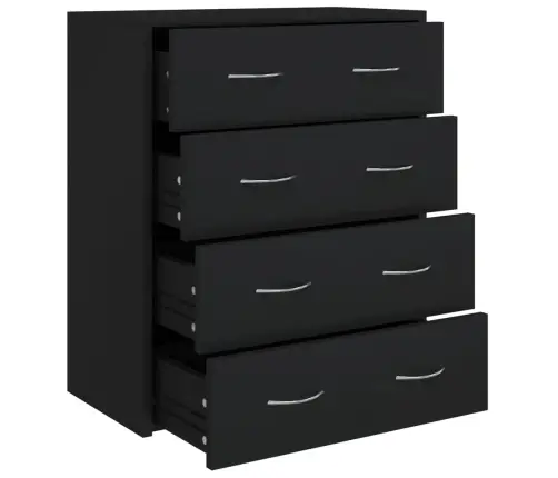 Šoninė Spintelė Su 4 Stalčiais, Juodos Spalvos, 60X30,5X71Cm Šoninė Spintelė Su 4 Stalčiais, Juodos Spalvos, 60X30,5X71Cm