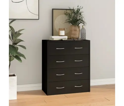 Šoninė Spintelė Su 4 Stalčiais, Juodos Spalvos, 60X30,5X71Cm Šoninė Spintelė Su 4 Stalčiais, Juodos Spalvos, 60X30,5X71Cm