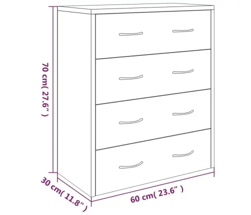 Šoninė Spintelė Su 4 Stalčiais, Betono Pilka, 60X30,5X71Cm