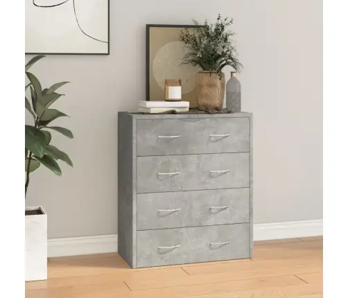 Šoninė Spintelė Su 4 Stalčiais, Betono Pilka, 60X30,5X71Cm