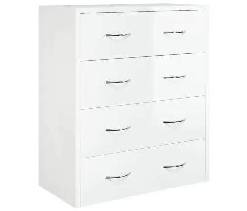 4 Sahtliga Kummut 60 X 30,5 X 71 cm Kõrgläikega, Valge