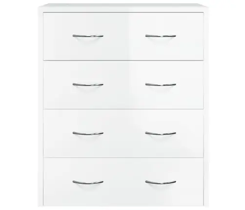 4 Sahtliga Kummut 60 X 30,5 X 71 cm Kõrgläikega, Valge