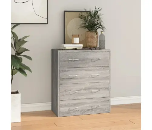 Kumode Ar 4 Atvilktnēm, 60X30,5X71 Cm, Pelēka Vidaxl