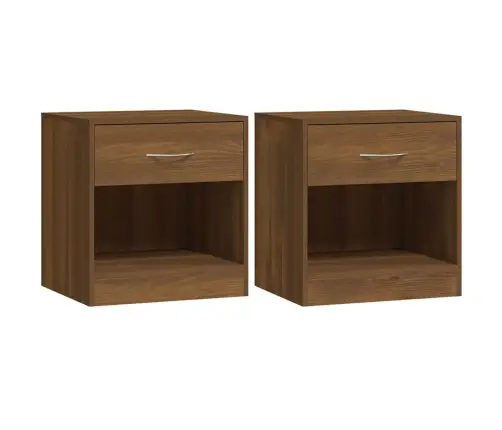 Naktsskapīši Ar Atvilktni, 2 Gab., Brūna Ozolkoka Krāsa Vidaxl
