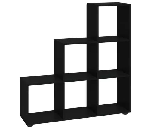 Knygų Lentyna, Juoda, 107cm Apdirbta Mediena, Laiptų Dizaino