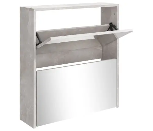 Apavu Plaukts Ar Spoguli, 2 Nodalījumi, Betonpelēks, 63X17X67Cm Vidaxl