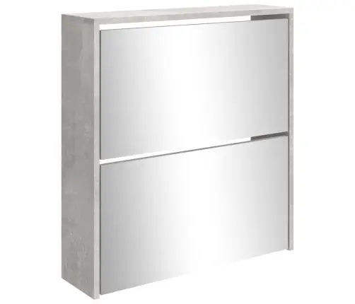 Apavu Plaukts Ar Spoguli, 2 Nodalījumi, Betonpelēks, 63X17X67Cm Vidaxl