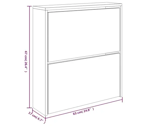 Apavu Plaukts Ar Spoguli, 2 Nodalījumi, Balts, 63X17X67 Cm Vidaxl