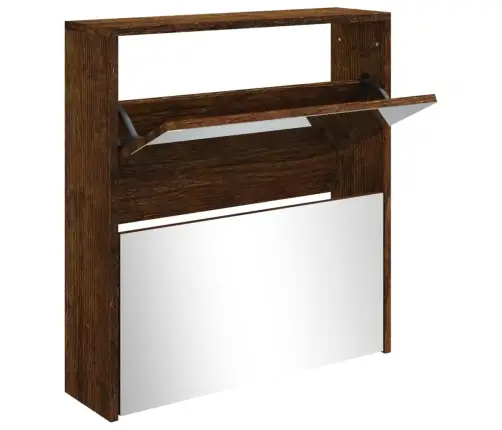 Apavu Plaukts Ar Spoguli, 2 Nodalījumi, Ozolkoka, 63X17X67 Cm Vidaxl