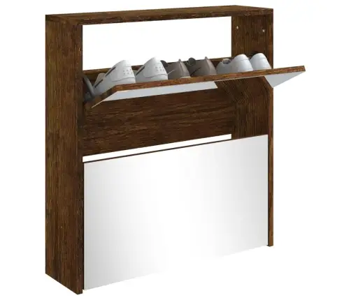 Apavu Plaukts Ar Spoguli, 2 Nodalījumi, Ozolkoka, 63X17X67 Cm Vidaxl