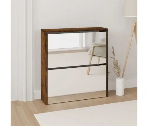 Apavu Plaukts Ar Spoguli, 2 Nodalījumi, Ozolkoka, 63X17X67 Cm Vidaxl