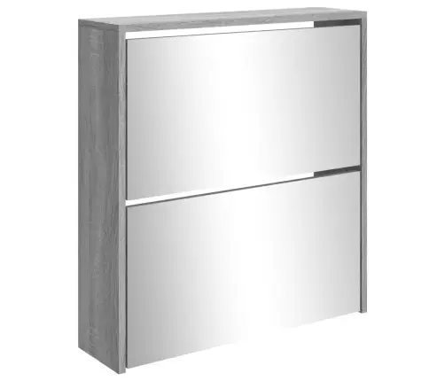 Apavu Plaukts Ar Spoguli, 2 Nodalījumi, Pelēks, 63X17X67 Cm Vidaxl
