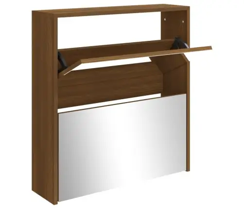 Apavu Plaukts Ar Spoguli, 2 Nodalījumi, Ozolkoka, 63X17X67 Cm Vidaxl