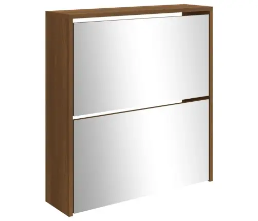 Apavu Plaukts Ar Spoguli, 2 Nodalījumi, Ozolkoka, 63X17X67 Cm Vidaxl