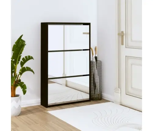 Kingakapp Peegliga, 3-Kihiline, Must, 63 X 17 X 102,5 Cm