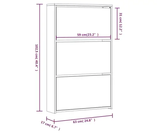 3 Sahtliga Kingakapp Peegliga, Betoonhall, 63X17X102,5 Cm