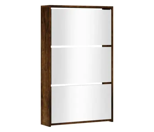 Batų Spintelė Su Veidrodžiu, 3 Aukštų, Ąžuolo, 63X17X102,5Cm