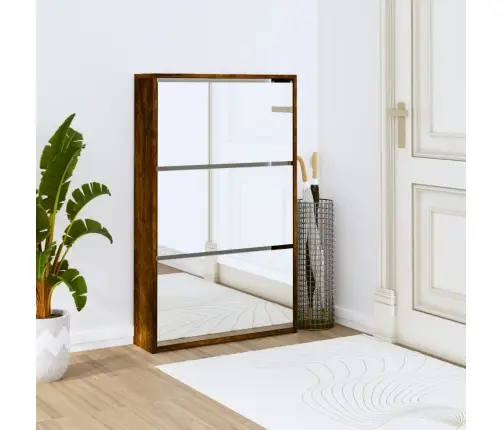 Batų Spintelė Su Veidrodžiu, 3 Aukštų, Ąžuolo, 63X17X102,5Cm