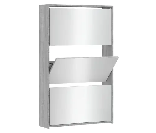 Apavu Plaukts Ar Spoguli, 3 Nodalījumi, Pelēks, 63X17X102,5 Cm Vidaxl