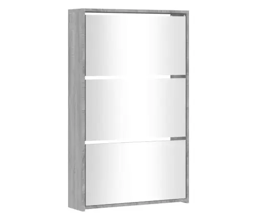 Apavu Plaukts Ar Spoguli, 3 Nodalījumi, Pelēks, 63X17X102,5 Cm Vidaxl
