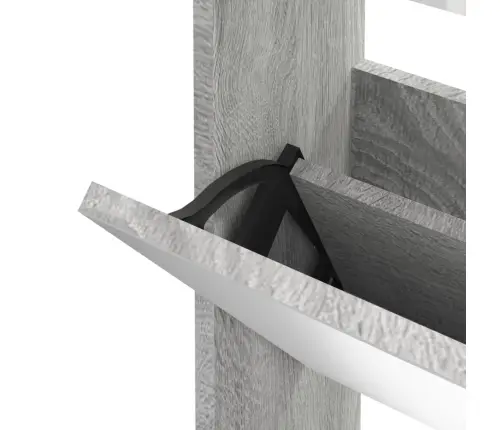 Apavu Plaukts Ar Spoguli, 3 Nodalījumi, Pelēks, 63X17X102,5 Cm Vidaxl