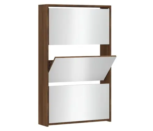 Apavu Plaukts Ar Spoguli, 3 Nodalījumi, Ozolkoka, 63X17X102,5Cm Vidaxl