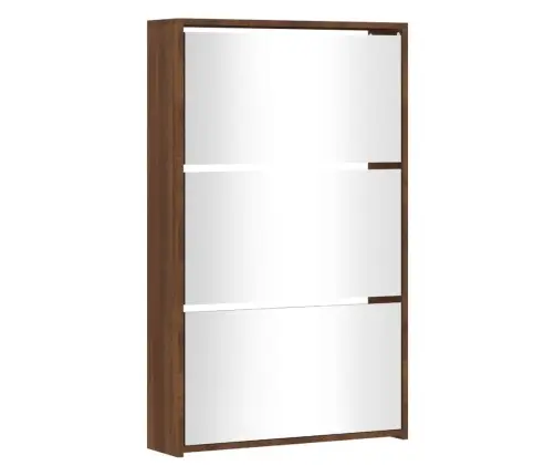 Apavu Plaukts Ar Spoguli, 3 Nodalījumi, Ozolkoka, 63X17X102,5Cm Vidaxl