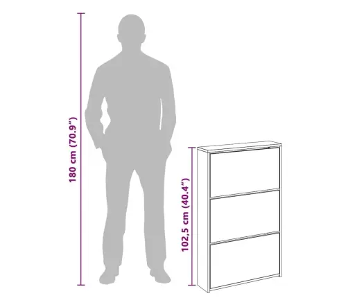Apavu Plaukts Ar Spoguli, 3 Nodalījumi, Ozolkoka, 63X17X102,5Cm Vidaxl