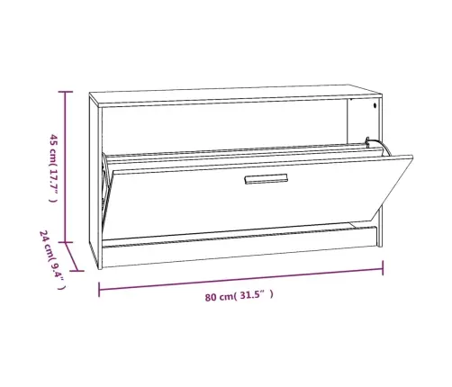 Apavu Plaukts, Dūmakains Ozols, 80X24X45 Cm, Inženierijas Koks Vidaxl
