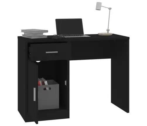 Rakstāmgalds Ar Atvilktni Un Skapīti, Melns, 100X40X73 Cm Vidaxl