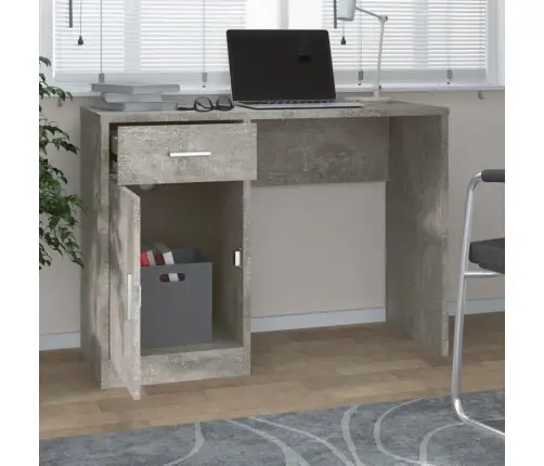 Rakstāmgalds Ar Atvilktni, Skapīti, Betona Pelēks, 100X40X73 Cm Vidaxl