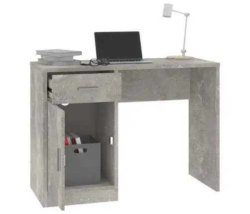 Rakstāmgalds Ar Atvilktni, Skapīti, Betona Pelēks, 100X40X73 Cm Vidaxl