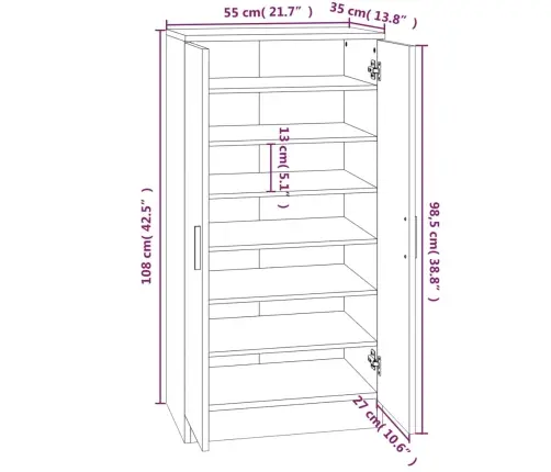 Spintelė Batams, Balta, 55X35X108cm Apdirbta Mediena, Blizgi