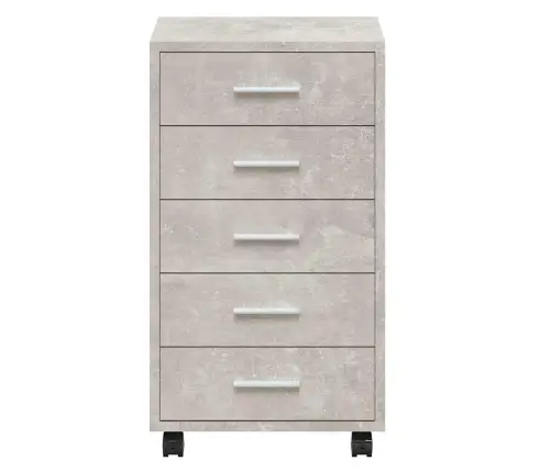 Atvilktņu Skapītis Ar Ritenīšiem, Pelēks, Inženierijas Koks Vidaxl