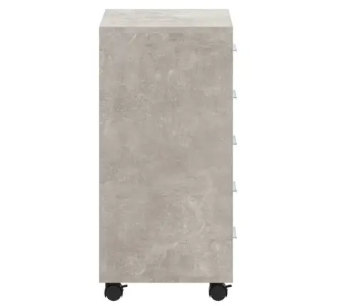 Atvilktņu Skapītis Ar Ritenīšiem, Pelēks, Inženierijas Koks Vidaxl