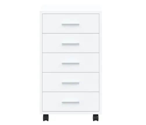 Atvilktņu Skapītis Ar Ritenīšiem, Balts, Inženierijas Koks Vidaxl