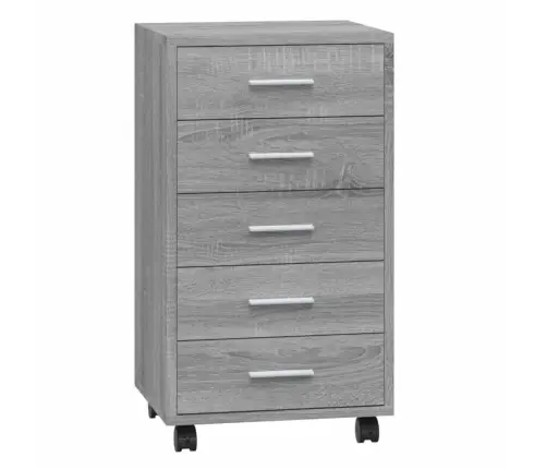 Atvilktņu Skapītis Ar Ritenīšiem, Pelēks, Inženierijas Koks Vidaxl