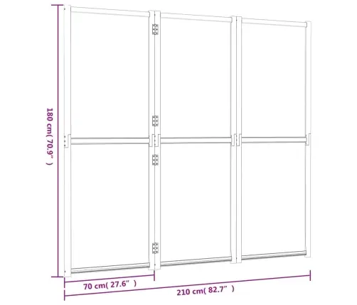 3 Paneeliga Ruumijagaja, Must, 210 X 180 Cm