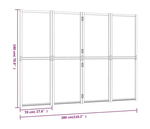 4-Paneļu Istabas Aizslietnis, Melns, 280X180 Cm Vidaxl