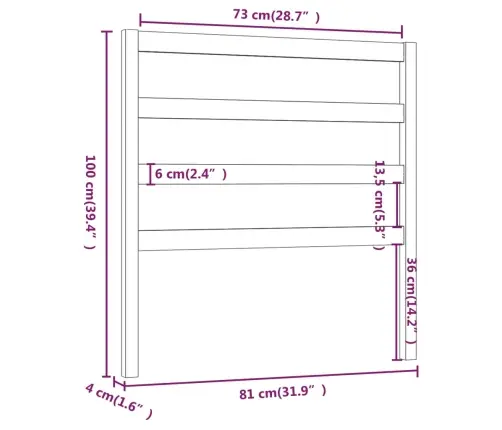 Gultas Galvgalis, Medus Brūns, 81X4X100 Cm, Priedes Masīvkoks Vidaxl