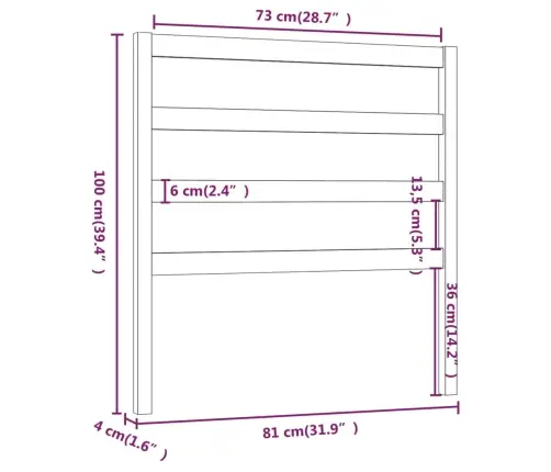 Gultas Galvgalis, Melns, 81X4X100 Cm, Priedes Masīvkoks Vidaxl