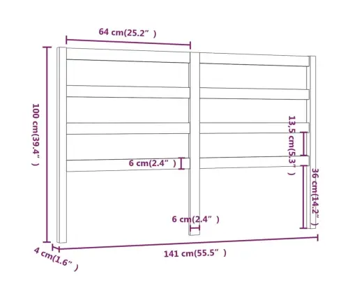 Lovos Galvūgalis, Pilkas, 141X4X100cm Pušies Medienos Masyvas