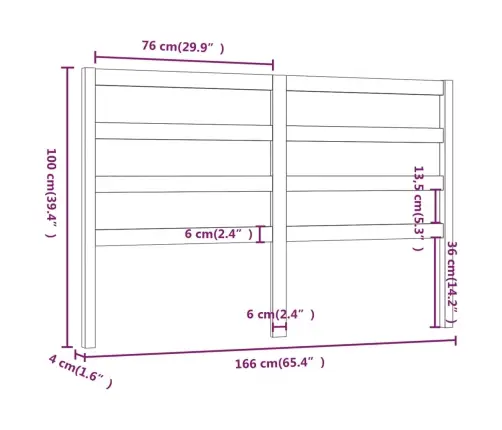 Lovos Galvūgalis, Juodas, 166X4X100cm Pušies Medienos Masyvas