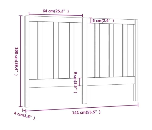 Lovos Galvūgalis, Pilkas, 141X4X100cm Pušies Medienos Masyvas