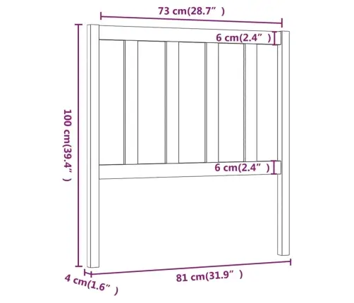 Gultas Galvgalis, Balts, 81X4X100 Cm, Priedes Masīvkoks Vidaxl