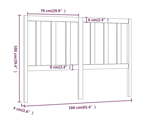 Voodipeats, Hall, 166 X 4 X 100 cm Männipuit