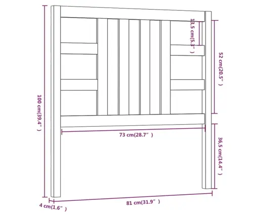Gultas Galvgalis, Melns, 81X4X100 Cm, Priedes Masīvkoks Vidaxl